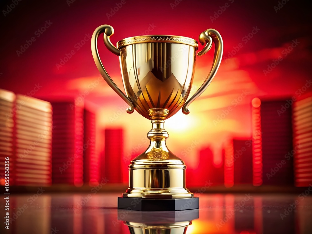 Golden Trophy on Red Background - Celebrating Achievement, Success, and Recognition in Architectural Photography Golden Trophy on Red Background - Celebrating Achievement, Success, and Recognition in Architectural Photography