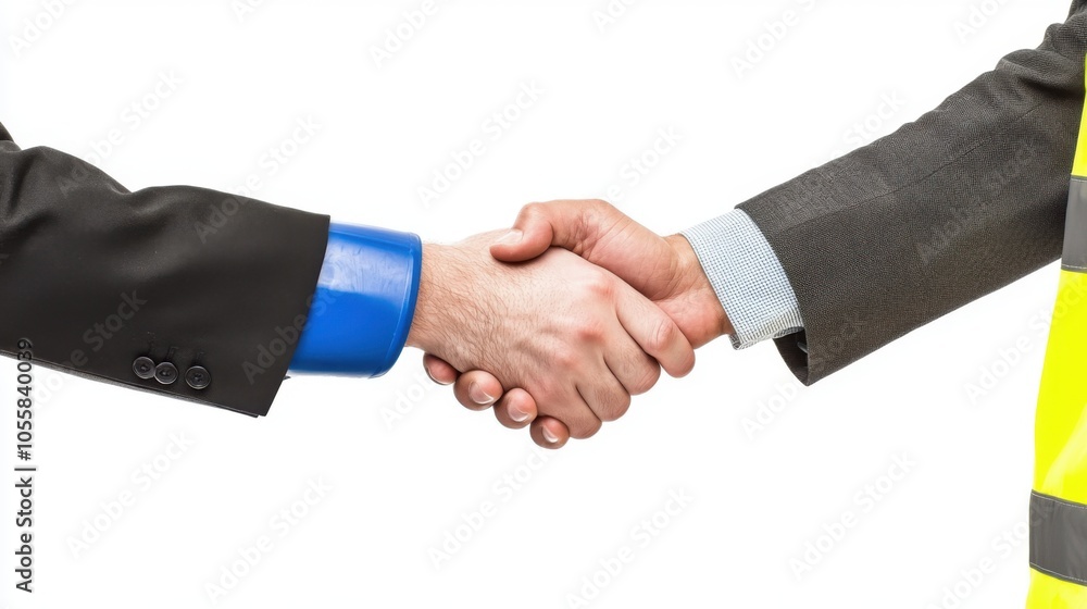 close-up, two people, shaking hands, business attire, high-visibility safety vest, blue helmet, holding a pen, white wall, open notepad, stock photo, collaboration, partnership, business and industry, close-up, two people, shaking hands, business attire, high-visibility safety vest, blue helmet, holding a pen, white wall, open notepad, stock photo, collaboration, partnership, business and industry,