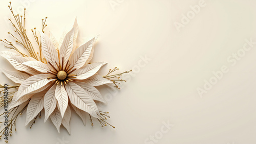 Elegant Gold Poinsettia Outline: Versatile Christmas Design for Festive Cards, Invitations, and Holiday Marketing