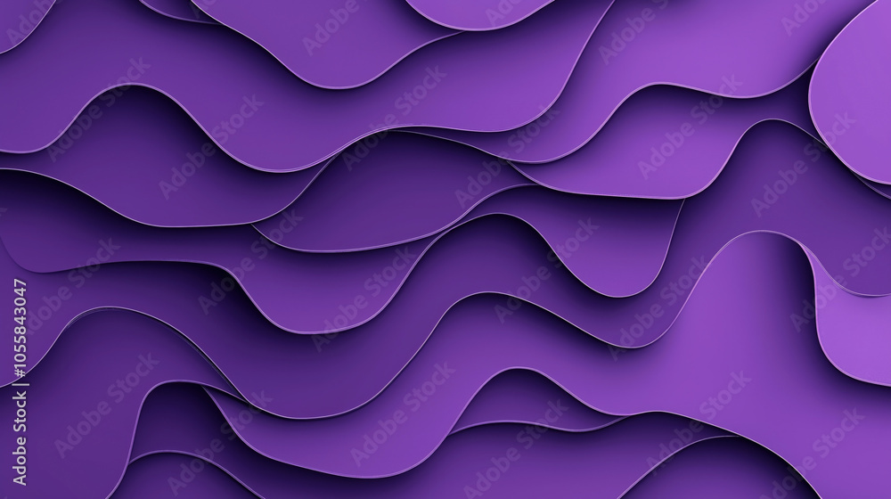 Abstract purple overlapping paper cut waves creating a layered 3D effect with smooth curves and shadows Abstract purple overlapping paper cut waves creating a layered 3D effect with smooth curves and shadows