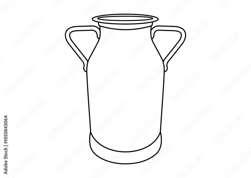 Black and white milk jug vector flat design isolated on white background Black and white milk jug vector flat design isolated on white background