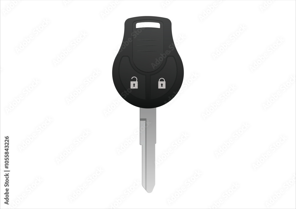 Realistic car key vector flat design isolated on white background Realistic car key vector flat design isolated on white background