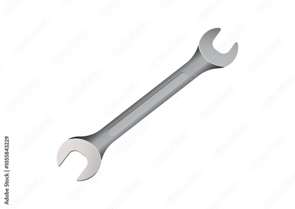 Realistic open ended spanner vector flat design isolated on white background Realistic open ended spanner vector flat design isolated on white background
