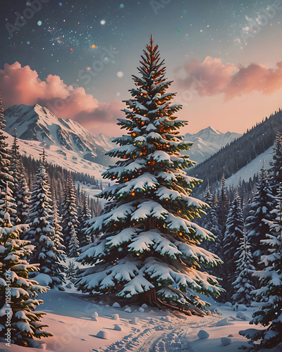Snowy Christmas Fir Tree
