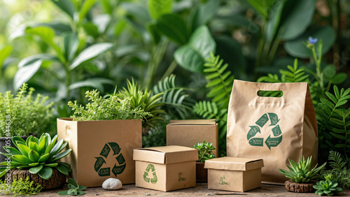 Sustainable Packaging with Green Plants: Eco-Friendly Branding for Environmental Campaigns and Product Marketing