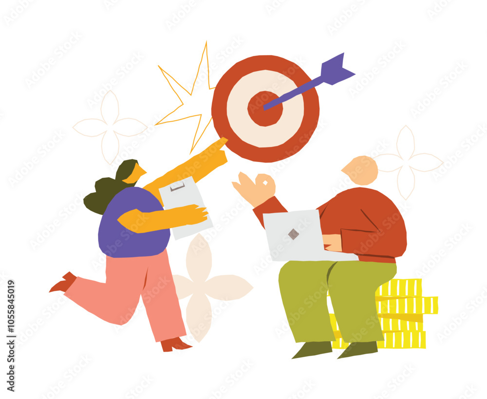 Two people Achieving Target Goals Together with Financial Support Two people Achieving Target Goals Together with Financial Support