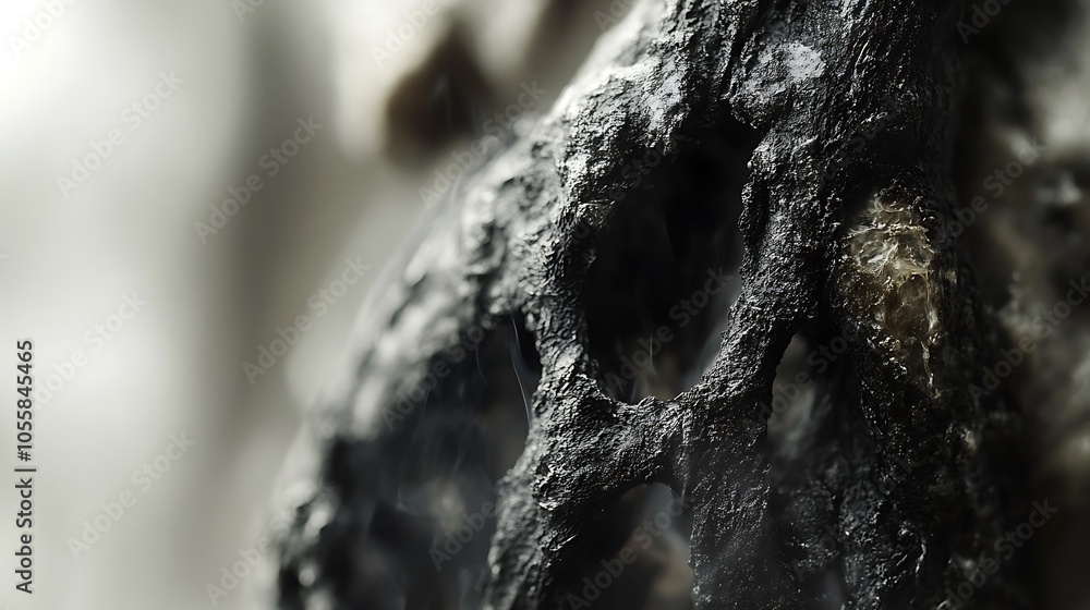 A close-up of lung tissue blackened and scarred from cigarette smoke, placed on a light background A close-up of lung tissue blackened and scarred from cigarette smoke, placed on a light background