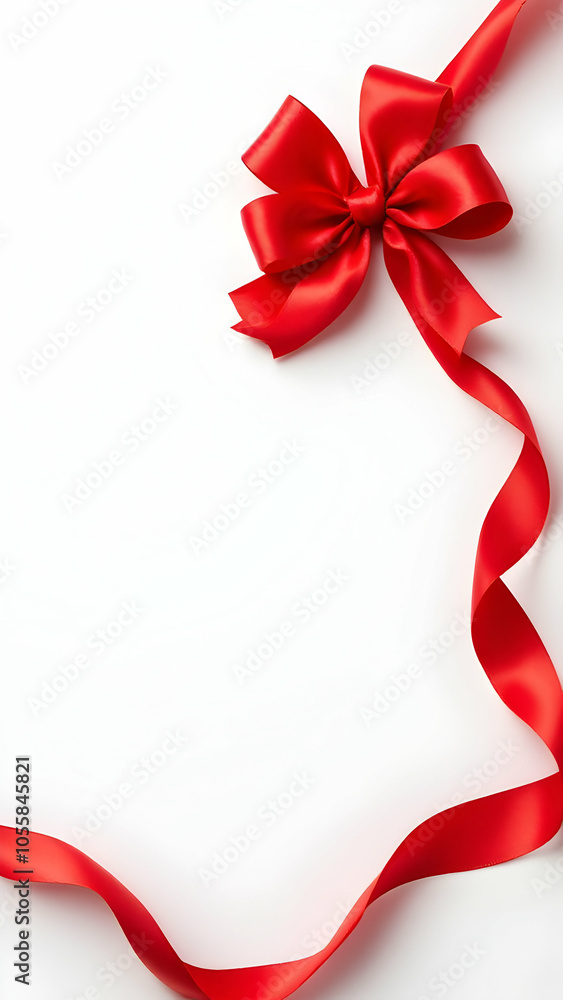 Red Satin Ribbon Bow on White Background Red Satin Ribbon Bow on White Background