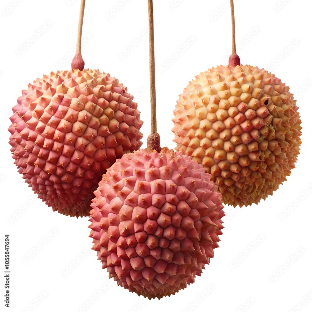lychees fruit hanging on a white background lychees fruit hanging on a white background