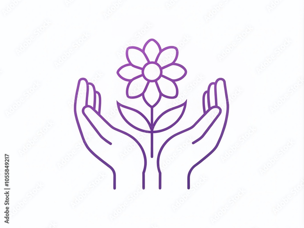 Hands Holding a Violet Flower Logo - Nature Inspired Design for Branding and Marketing Hands Holding a Violet Flower Logo - Nature Inspired Design for Branding and Marketing