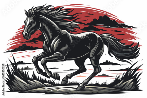 Galloping Horse Silhouette Vector