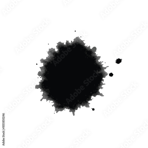 Black ink splatter on white background