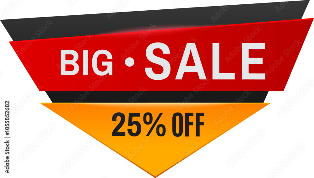 Bold red and orange sale sign with 25 percent off, perfect for attracting customers and boosting business. Stand out with modern design on a white background. Save money now. Bold red and orange sale sign with 25 percent off, perfect for attracting customers and boosting business. Stand out with modern design on a white background. Save money now.