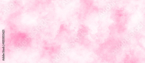 Beautiful and smooth soft blurred pink texture, Acrylic shinny pink flowing ink grunge texture, white clouds on pink soft watercolor paper texture, Soft pink clouds texture with white tiny clouds.