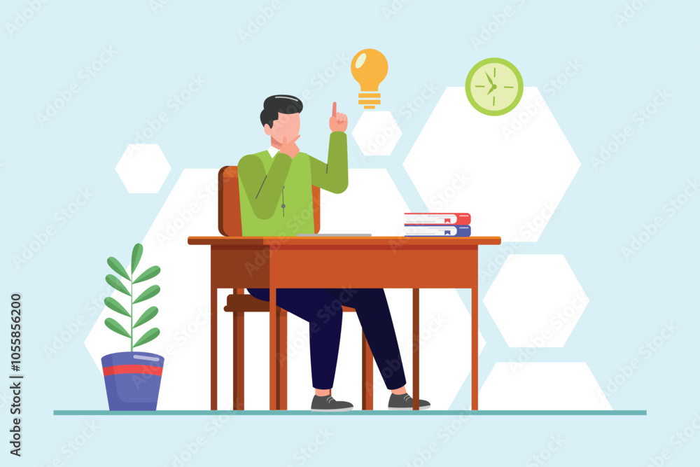 Fototapeta premium Student learning concept. Colored flat vector illustration isolated.