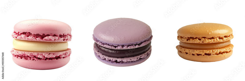 Delicious pink macaron with creamy filling on a transparent background Delicious pink macaron with creamy filling on a transparent background