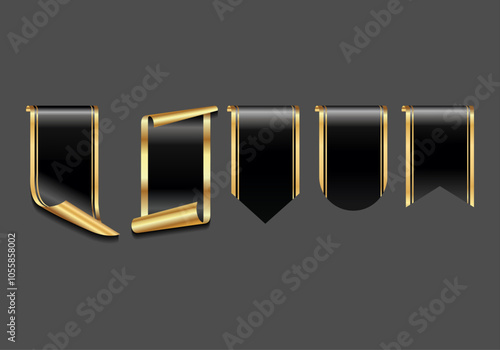 Golden banner ribbon collection vector illustration 
