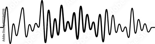 Black sound wave vibrates on a white background, ideal for music, sound, and tech projects.
