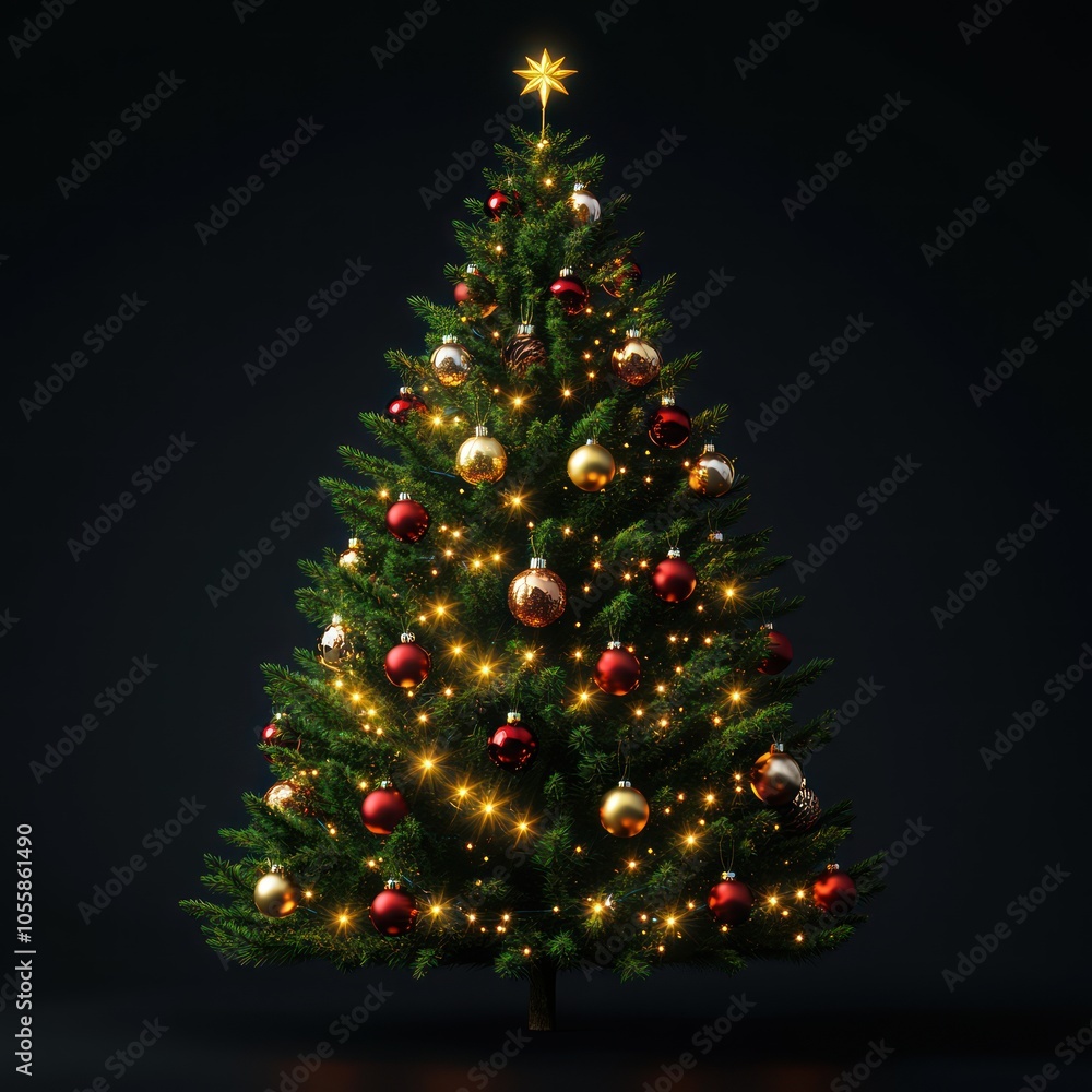 Decorated Christmas Tree with Lights and Ornaments Decorated Christmas Tree with Lights and Ornaments