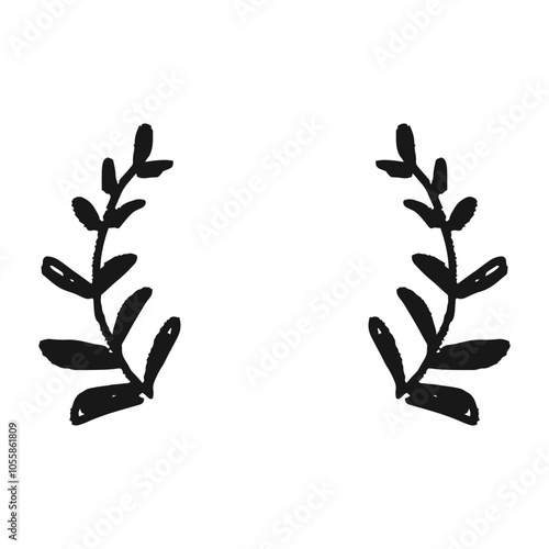 Sport award and best nominee award wreaths on transparent background. Hand drawn doodle illustration. Childish naive vector icon.