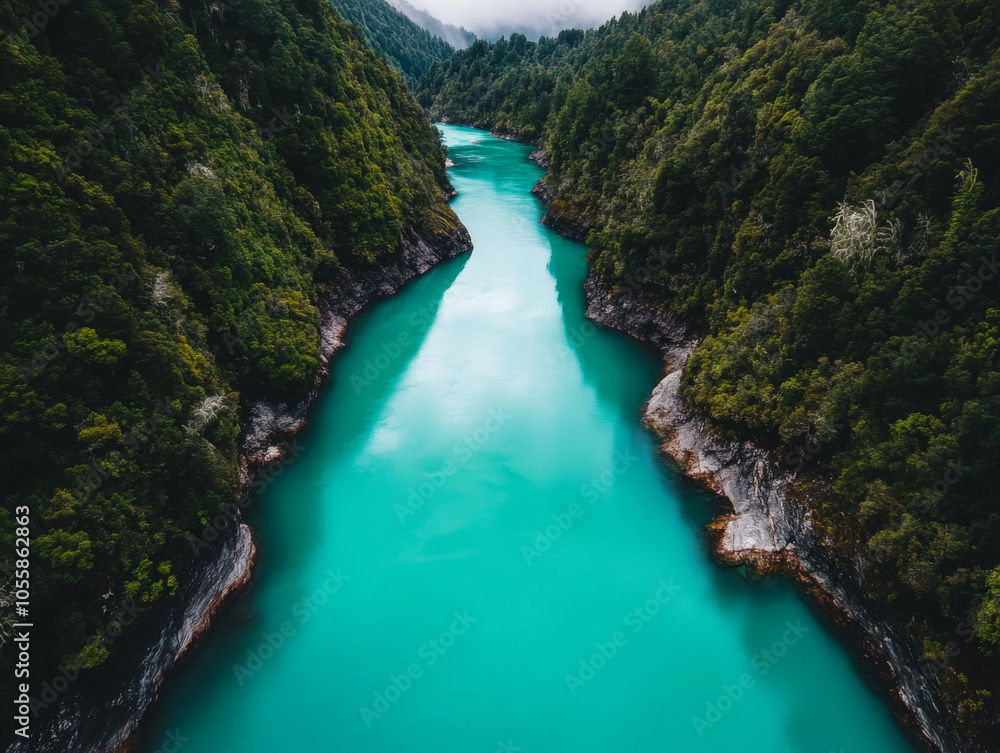 A serene shot of Hokitika Gorge, with its bright turquoise waters surrounded by dense forest. A serene shot of Hokitika Gorge, with its bright turquoise waters surrounded by dense forest.