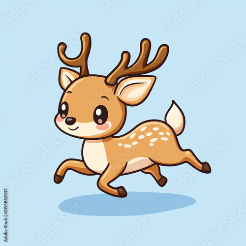 Wallpaper Mural Cute cartoon deer running. Clipart illustration style on a solid background. Torontodigital.ca