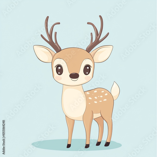 Cute cartoon deer running. Clipart illustration style on a solid background.