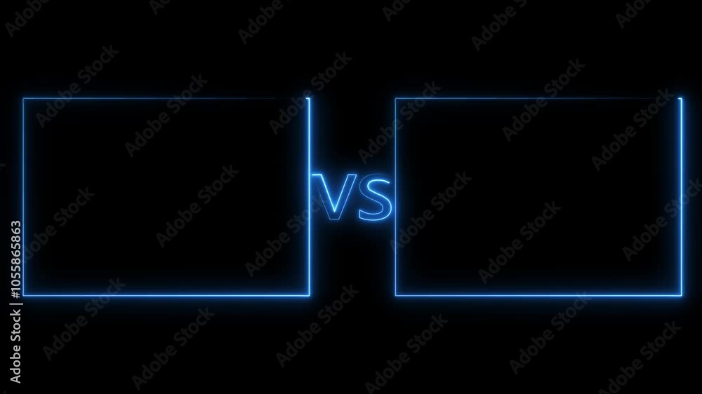 Versus bars neon side line with rectangle frame animation. The concept of battle, competition, duel, or comparison. Versus bars neon side line with rectangle frame animation. The concept of battle, competition, duel, or comparison.