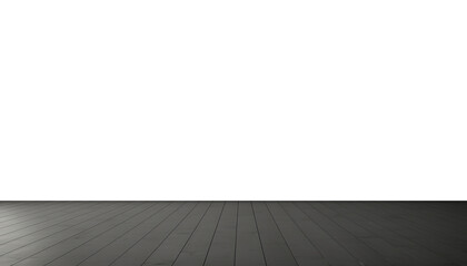 empty black wooden floor border isolated on transparent background cutout