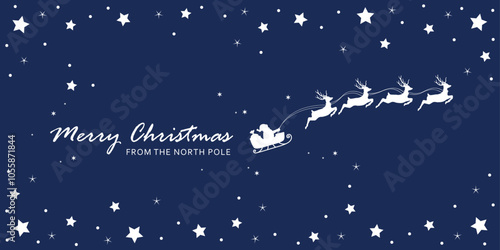 christmas banner santa claus in a sleigh with reindeer vector illustration
