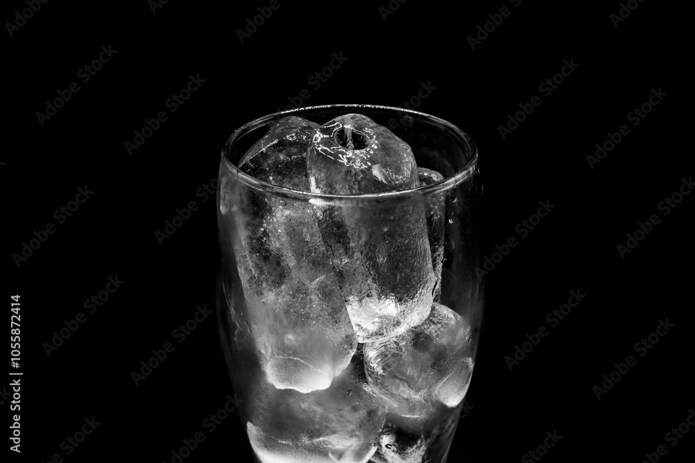 A glass with ice inside A glass with ice inside