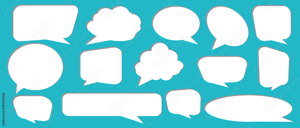 Speech bubbles collection. Message Box Cloud set. Doodle communication icon. White quote Frame. Fun Talk Thinking idea Balloon. Vector illustration Speech bubbles collection. Message Box Cloud set. Doodle communication icon. White quote Frame. Fun Talk Thinking idea Balloon. Vector illustration