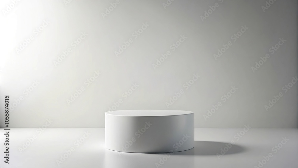 Minimalist white background with sleek pedestal Minimalist white background with sleek pedestal