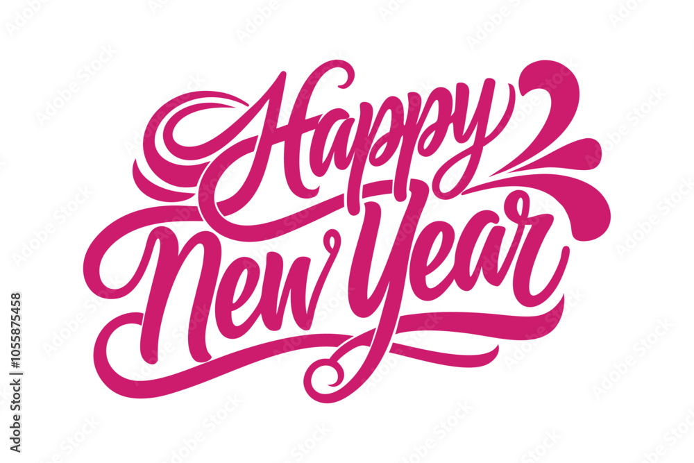 Happy New Year Calligraphy Typography Design - Vector Illustration Happy New Year Calligraphy Typography Design - Vector Illustration