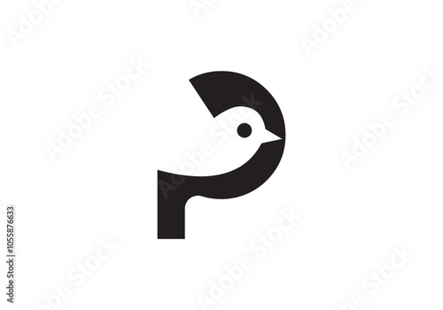 this is Sparrow and capital letter P icon logo design