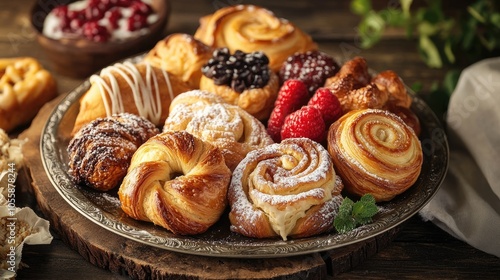 Wallpaper Mural Tempting Arrangement of Delicious Danish Pastries on a Serving Platter Torontodigital.ca