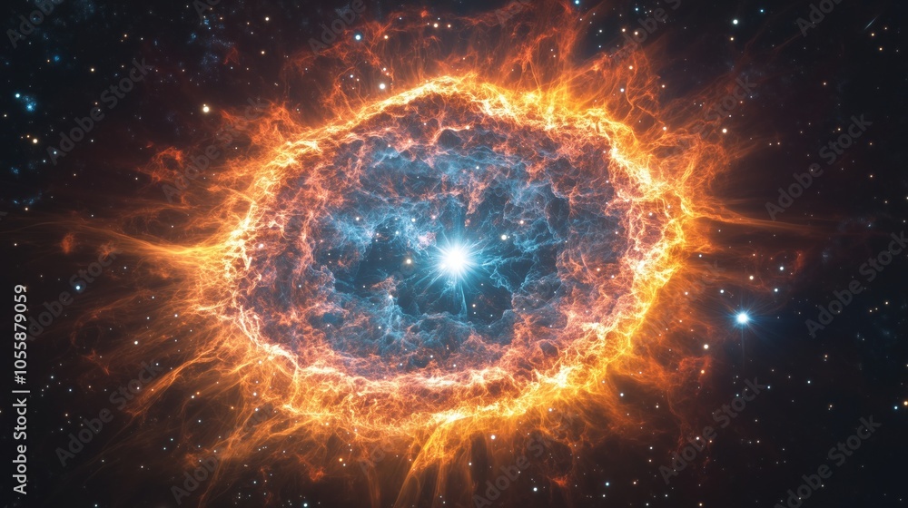 Fototapeta premium Spectacular Supernova Shockwave in Vibrant Blue and Orange