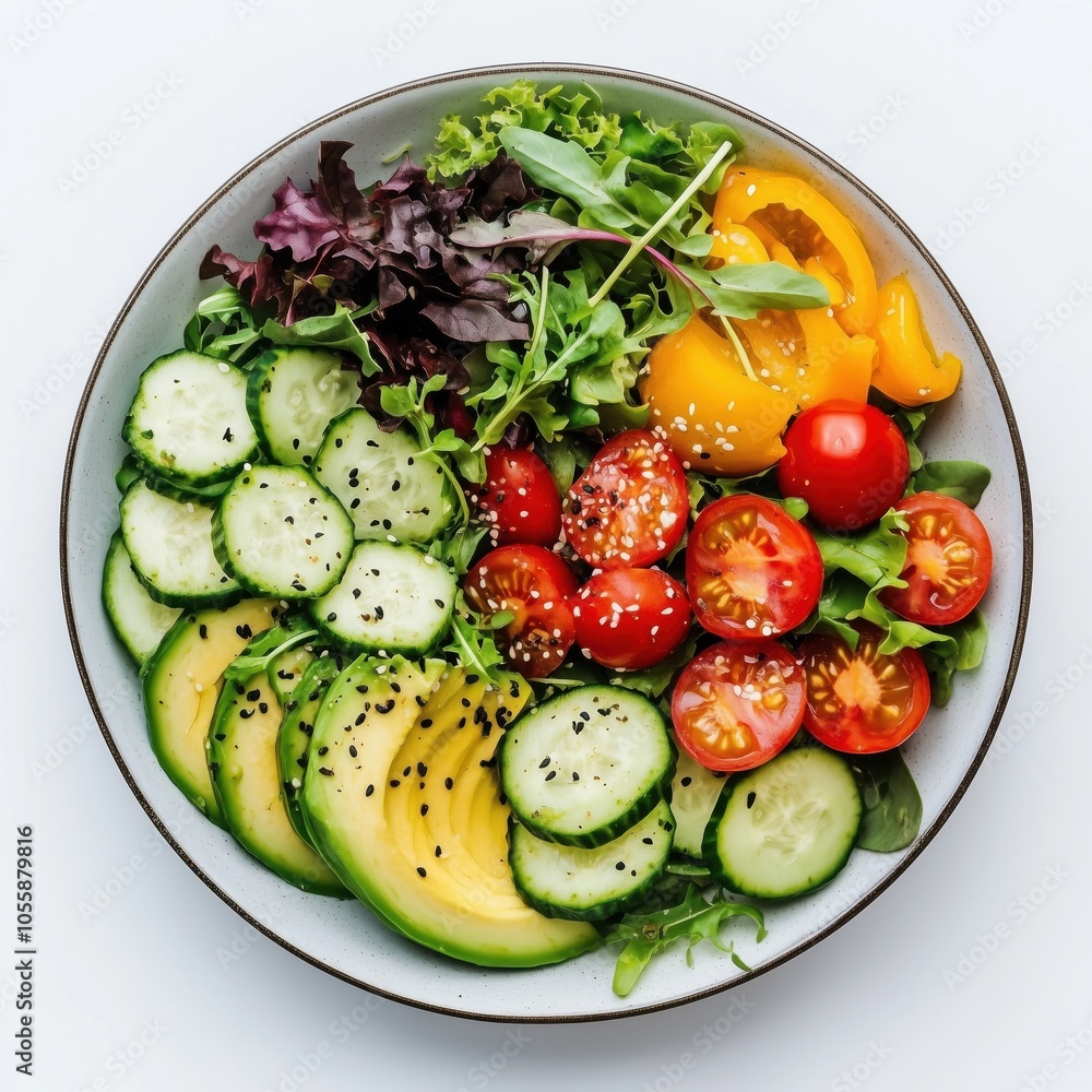 Fresh Mixed Vegetable Salad with Avocado and Tomatoes Fresh Mixed Vegetable Salad with Avocado and Tomatoes