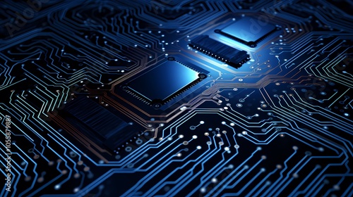 Futuristic digital cityscape with glowing lines and data servers