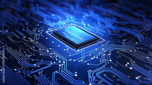 Futuristic digital cityscape with glowing lines and data servers