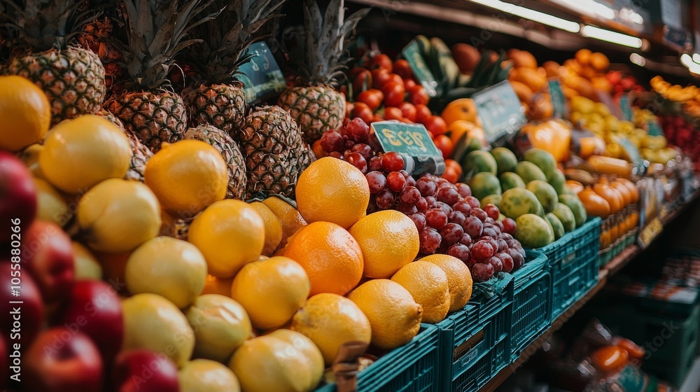 Fresh assortment of fruits at a local market Fresh assortment of fruits at a local market
