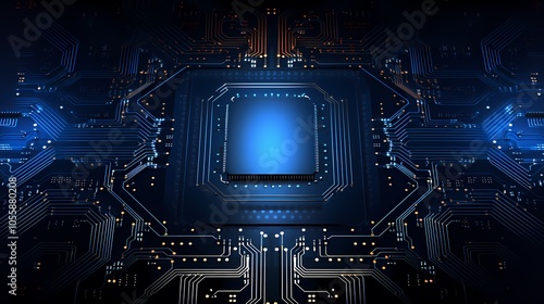 Futuristic digital cityscape with glowing lines and data servers