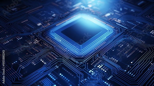 Futuristic digital cityscape with glowing lines and data servers