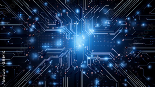 Futuristic digital cityscape with glowing lines and data servers