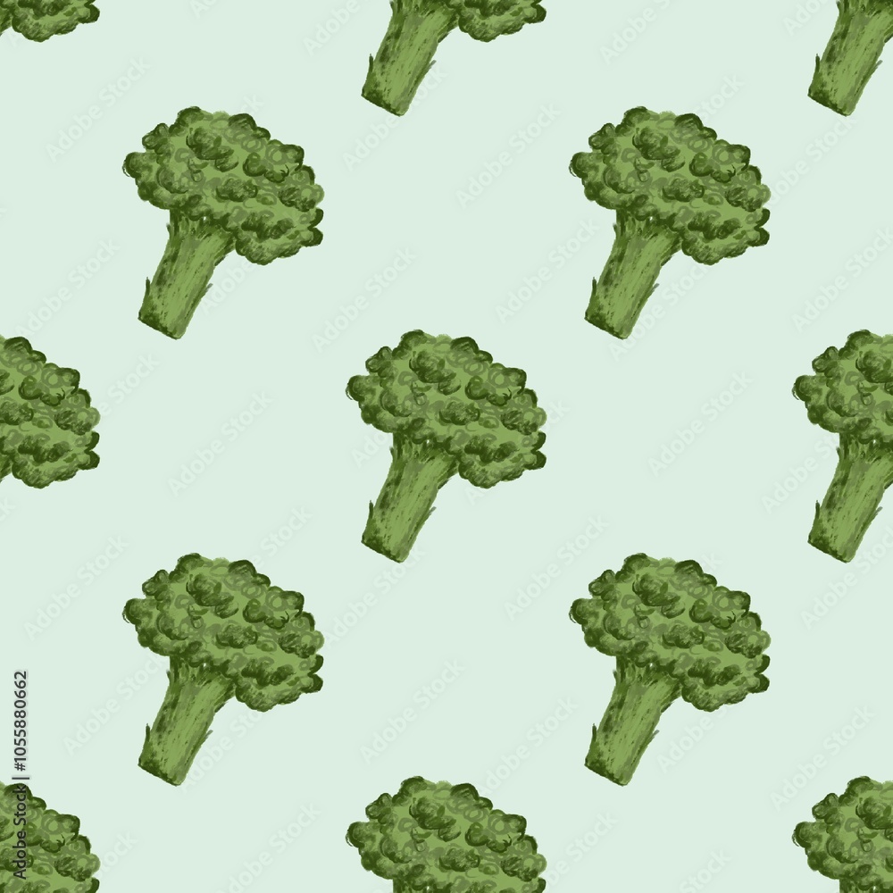 broccoli seamless pattern with green background broccoli seamless pattern with green background