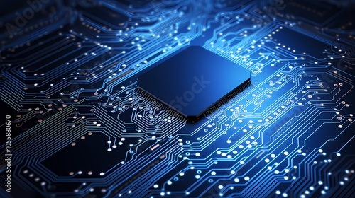 Futuristic digital cityscape with glowing lines and data servers