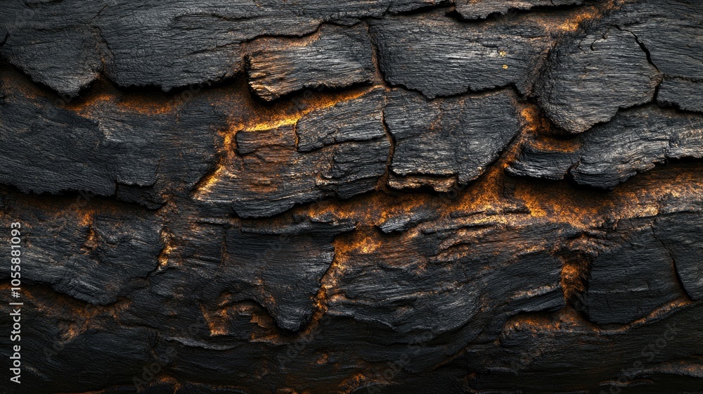 Charred brown bark texture with detailed macro close up of a burned and scratched wood surface Charred brown bark texture with detailed macro close up of a burned and scratched wood surface