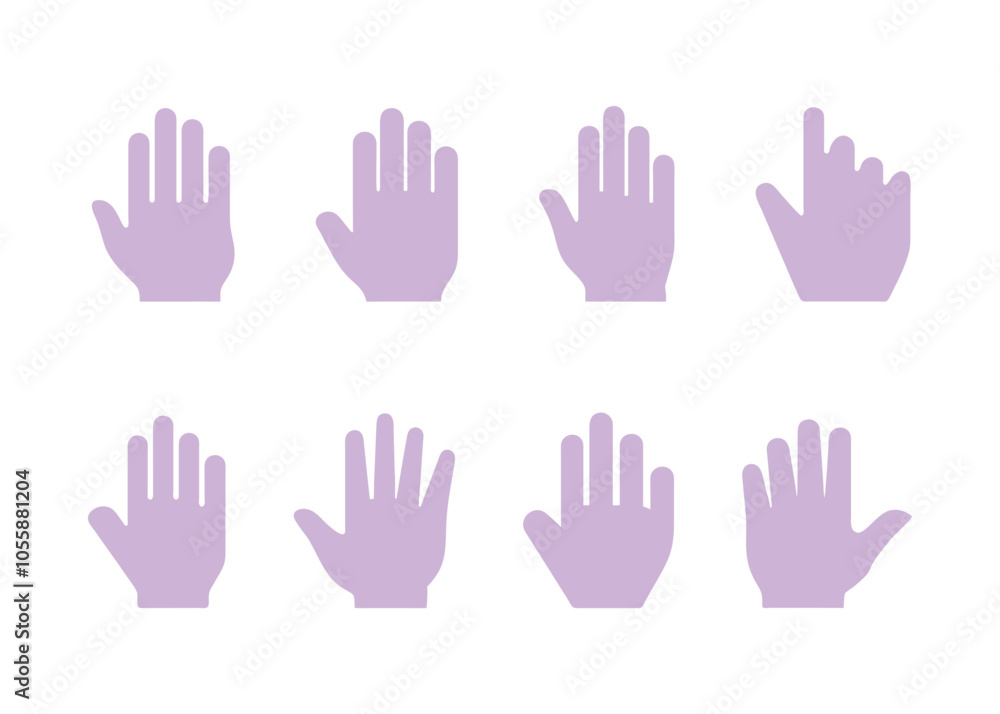 Obraz premium set of flat vector hand icons
