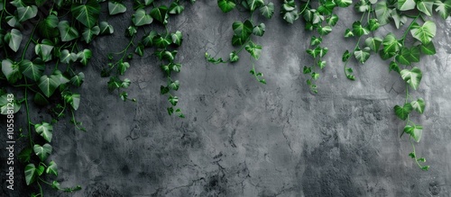 Wallpaper Mural Grey Wall With Climbing Leaves Torontodigital.ca