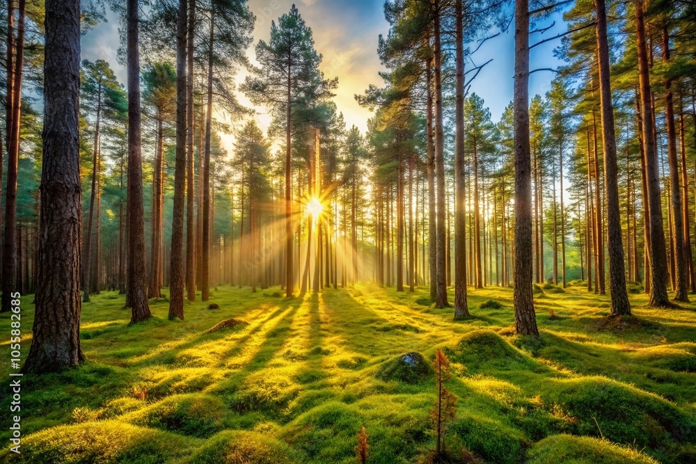 Fototapeta premium Majestic Pine Trees in Lush Forest - Natural Beauty and Serenity